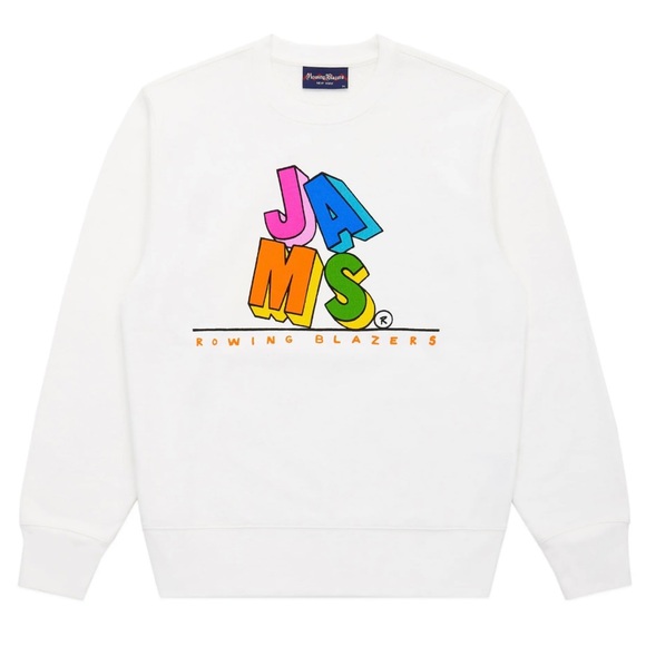 New Rowing Blazers × Jams World Unisex '90s Cotton Crewneck White Men-Small, W-M